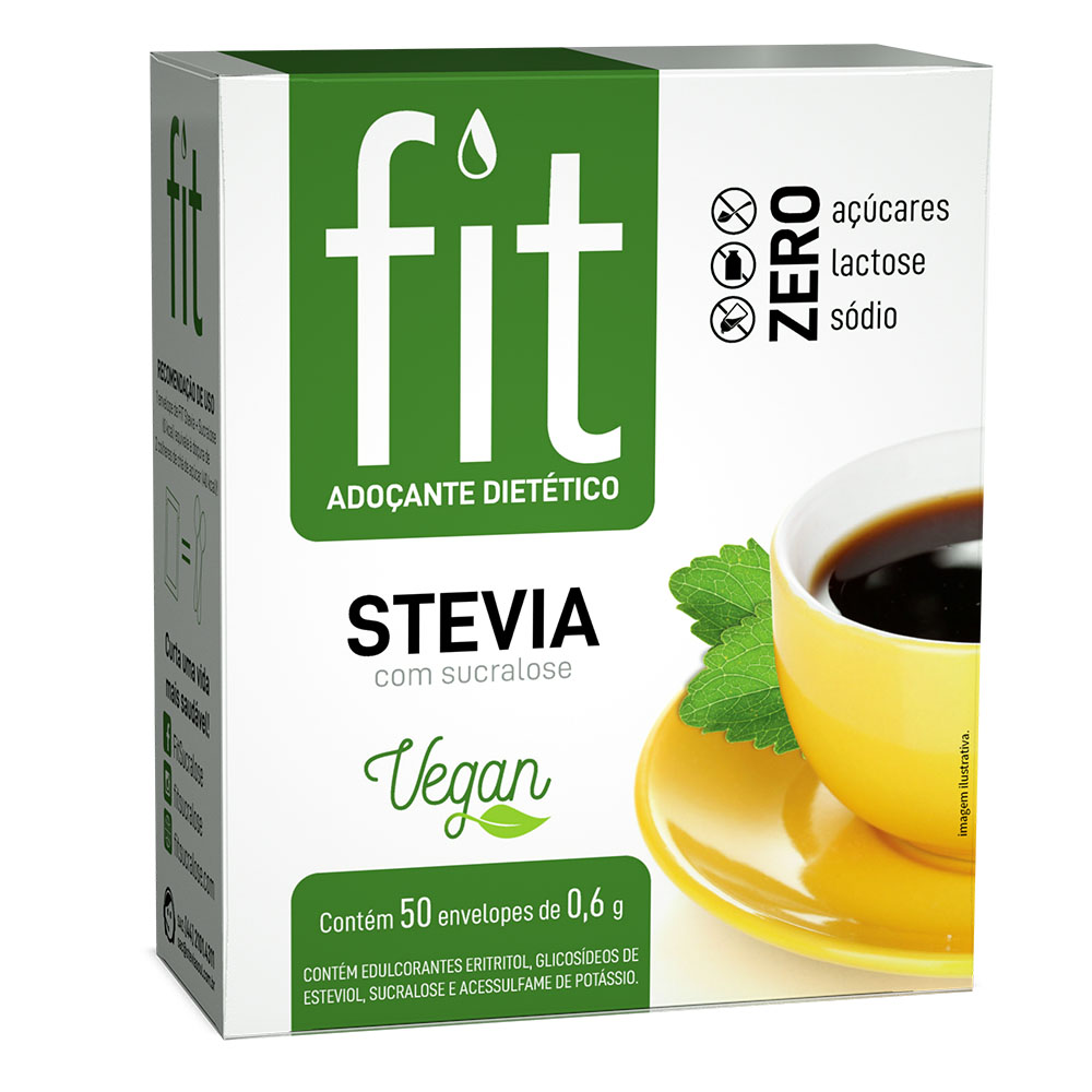 Adoçante Stevia com Sucralose 50 Sachês Fit